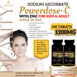 DUO POWERDOSE - C BUNDLE Sodium Ascorbate with ZINC 100 Tablets | For Kids & Adult
